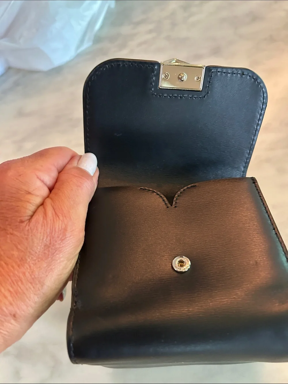 kate spade Black Leather Trifold Wallet with Gold Logo